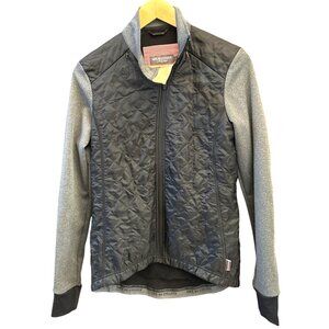 Café du Cycliste Womens Black Gray Heidi Quilted Cycling Jacket Performance Bike